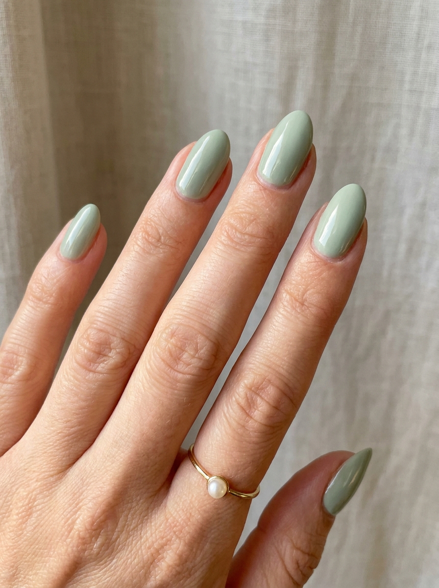 Soft Sage Clean Nails als Nägel Inspiration Sommer Schlicht Inspiration 2026